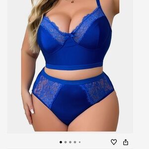Chic Blue Lace Bra Set